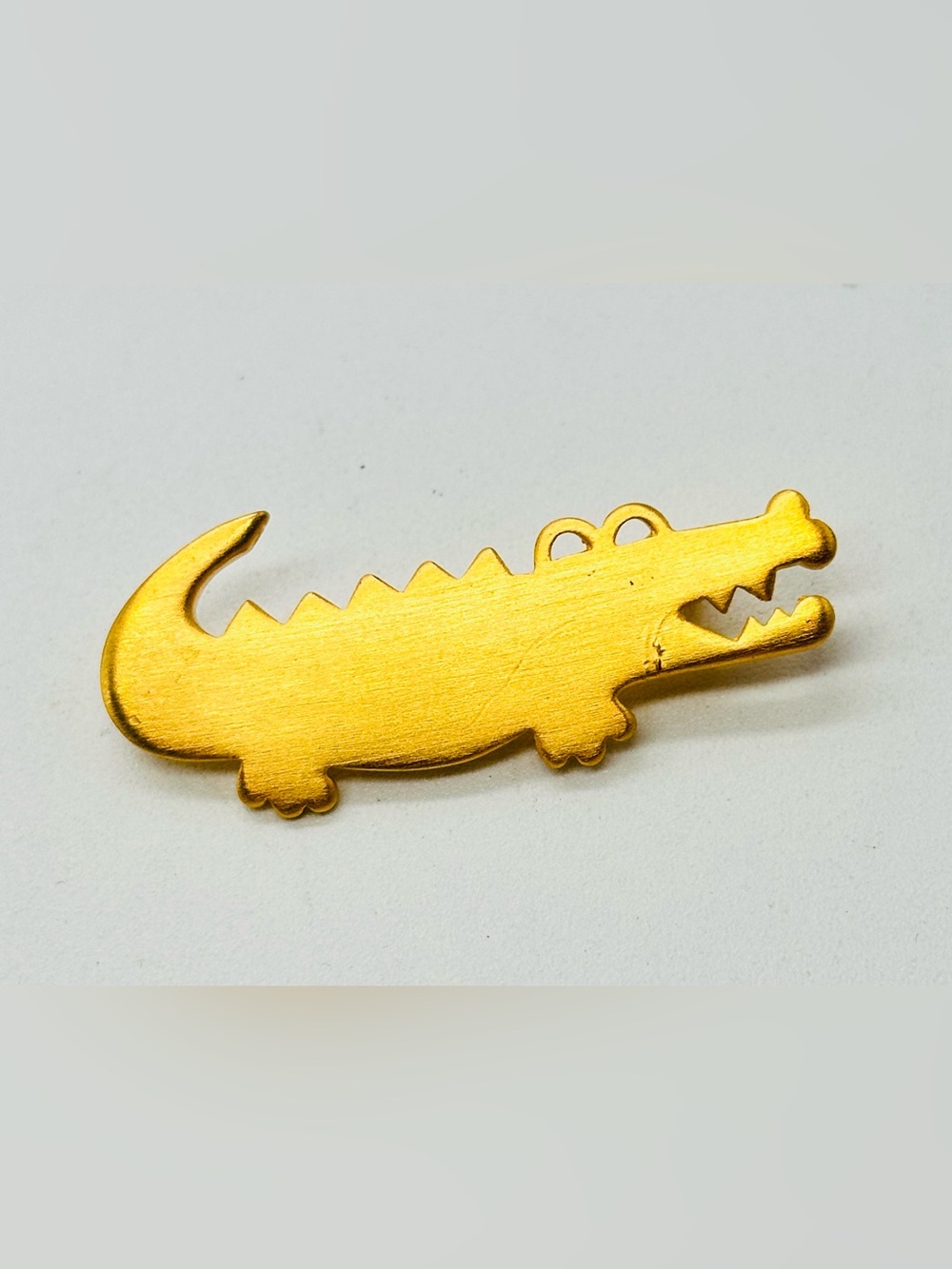 Vintage Anne Klein Brushed Gold Tone Alligator Brooch Pin Crocodile 90s